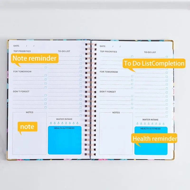 Спиральный ежедневник, блокнот, портативный эффективный ежедневник, многофункциональный планировщик для гладкого письма, контрольный список, органайзер-планировщик