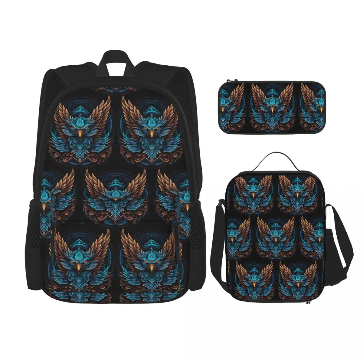 

Fierce Eagle Backpacks Kids Bookbag School Bags Rucksack Lunch Bag Pen Bag Three-Piece Set