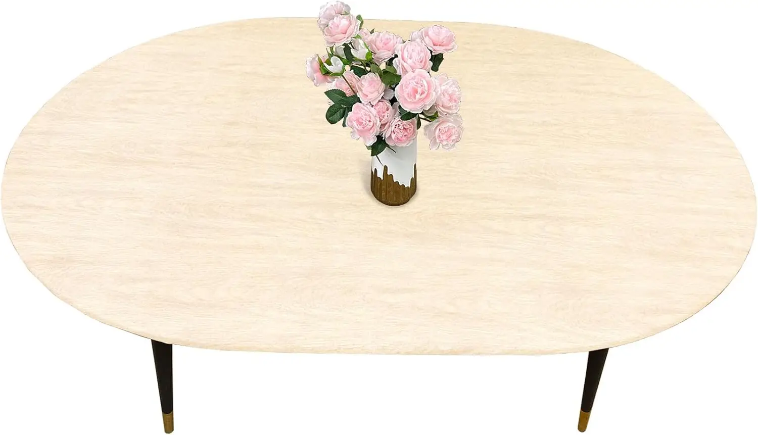 

Oval Fitted Vinyl Tablecloth - Cream Wood - 68" x 48" (Oval) - Waterproof, Elastic Edged for Secure Fit, Easy to Clean P