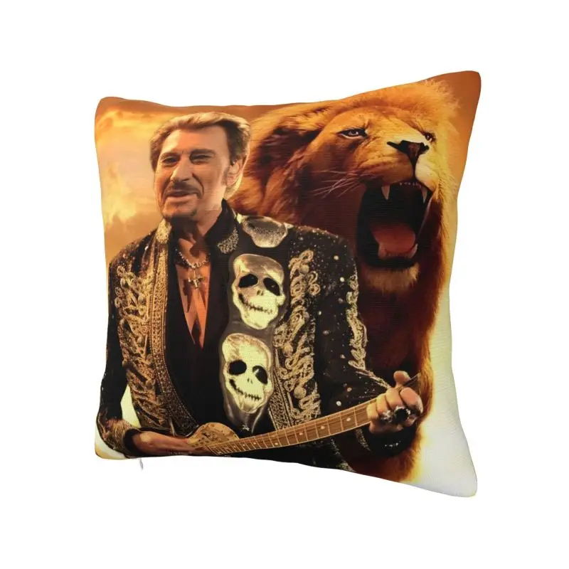 French Singer Rock Music Johnny Hallyday Cushion Cover 55*55 cm Soft Throw Pillow Case Home Decorative Sofa Chair Pillowcase