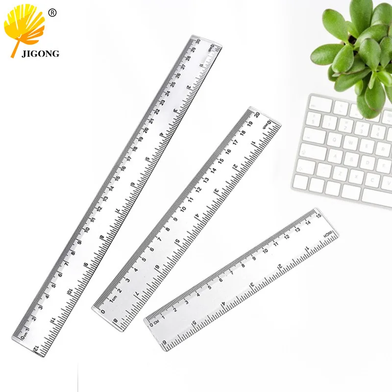 Student learning stationery 20/30cm transparent plastic ruler double scale teacher painting teaching measurement tool