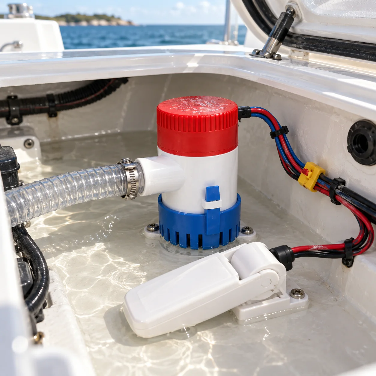 Bilge Pump with Float Switch and 12V DC Submersible Design 500 750 or 1100 GPH for Motorboat Yacht Houseboat and Seaplane Use