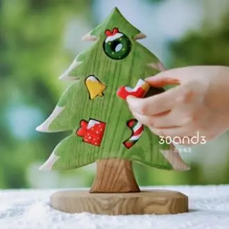 Christmas Ornaments Handmade Wooden Play House Children\'s Toys Scene Building Christmas Tree Holiday Decoration Baby Gift