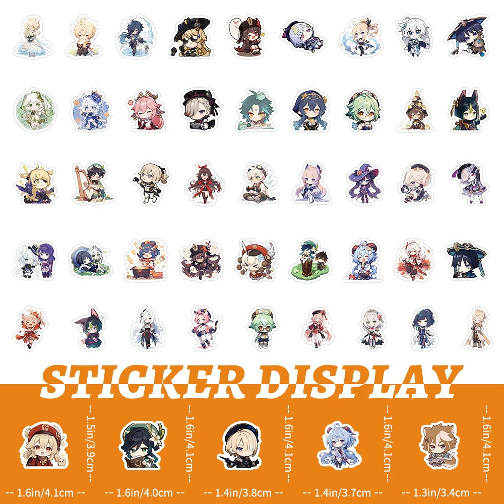 10/30/50/100pcs Funny Cute Cartoon Genshin Impact Anime Stickers Waterproof Decals Fridge Laptop Notebook Phone Graffiti Sticker