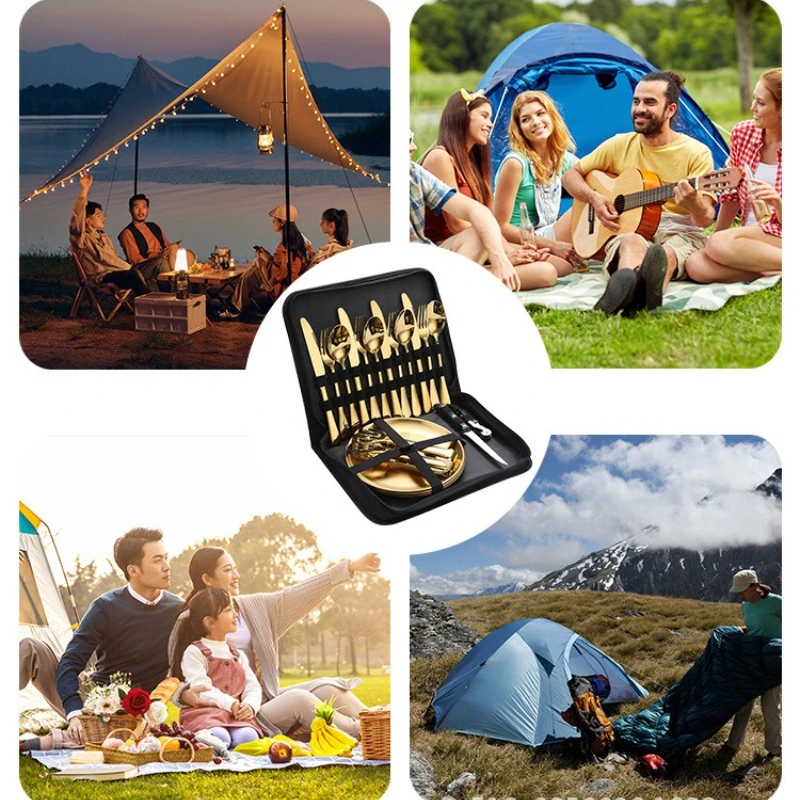Juego de cubiertos de acero in - Camping Cooking And Eating Set reseña y precio