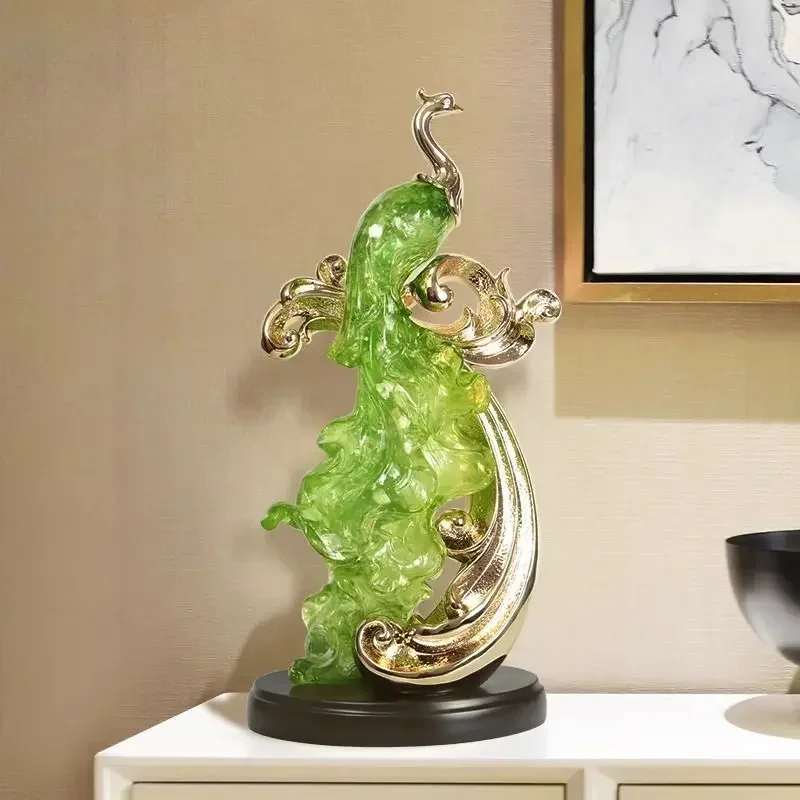 European peacock phoenix ornament living room TV cabinet wine cabinet study entrance home decoration handicrafts