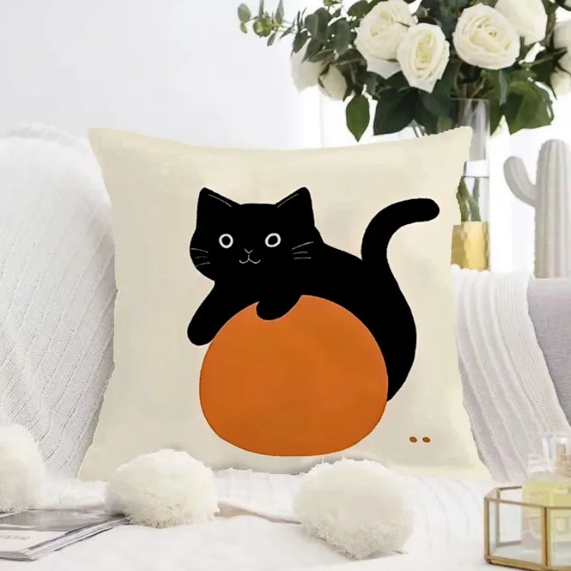 Cute Black Cat Pillowcase Dormitory Decoration Office Living Room Sofa Home Pillowcase