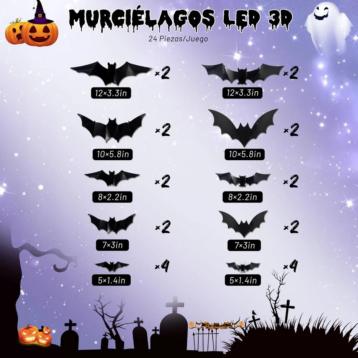 12 unidades de Halloween 3D Bat LED Flash adesivos de parede atmosfera de festa brinquedos decorativos para decoração de casa