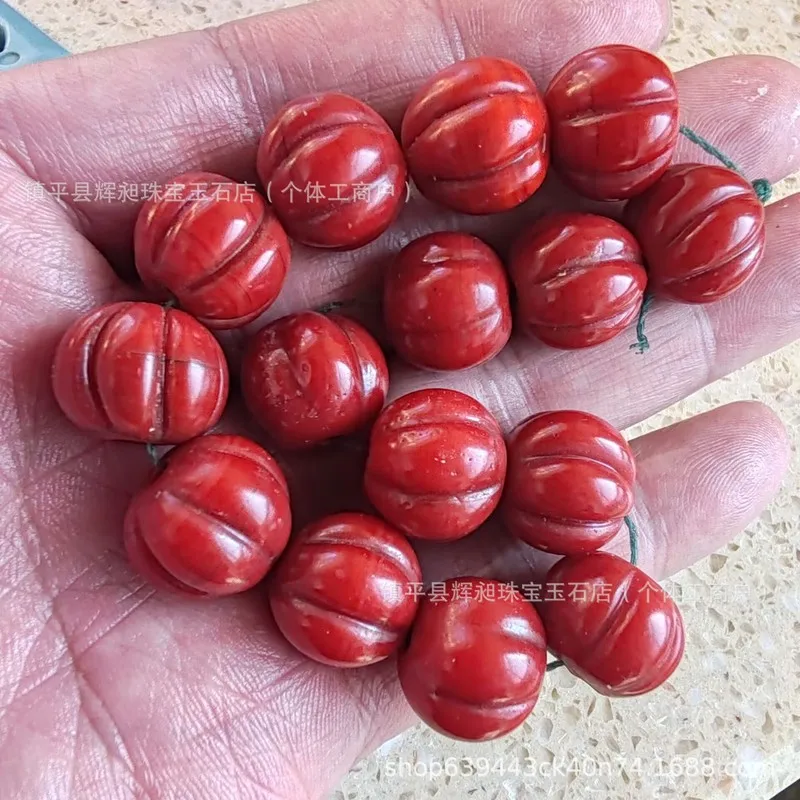 Imitation South Agate Pumpkin , , Persimmon Red, Vintage Spacer , Handmade , Glass Beads, Loose Be