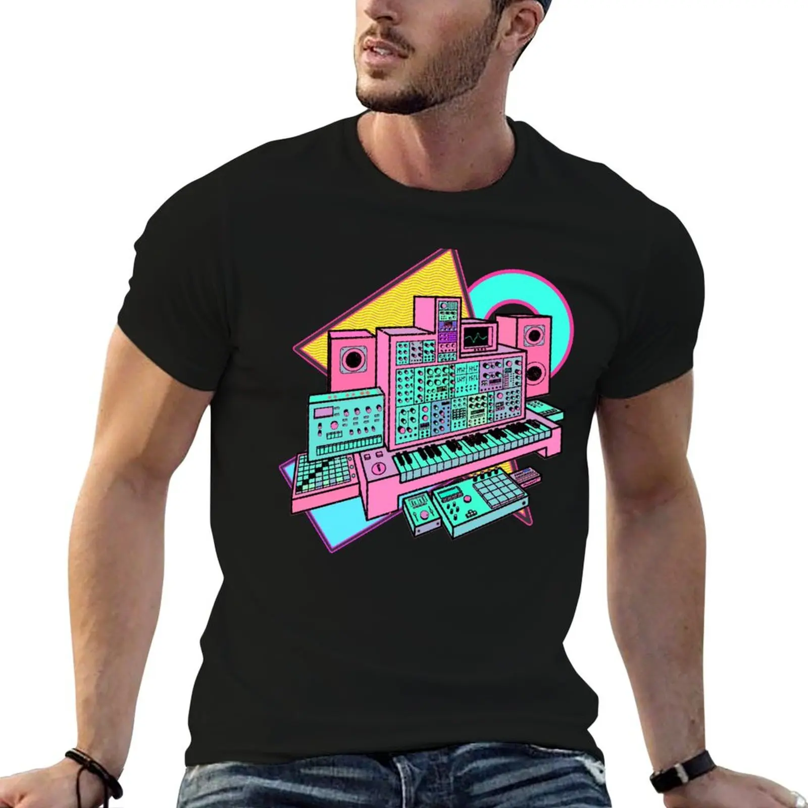 

cotton T-Shirt t Synthesizer shirt for man Modular shirt t Synthwave Producer Music graphic man