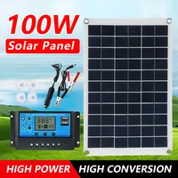 100W Flexible Solar Panel 12V Battery Charger Dual USB With 10-100A Controller Solar Cells Power Bank for Phone Car Yacht RV