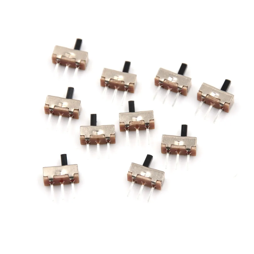 10Pcs 2Position 4mm SPDT 1P2T 3 Pin PCB Panel Vertical Slide Switch