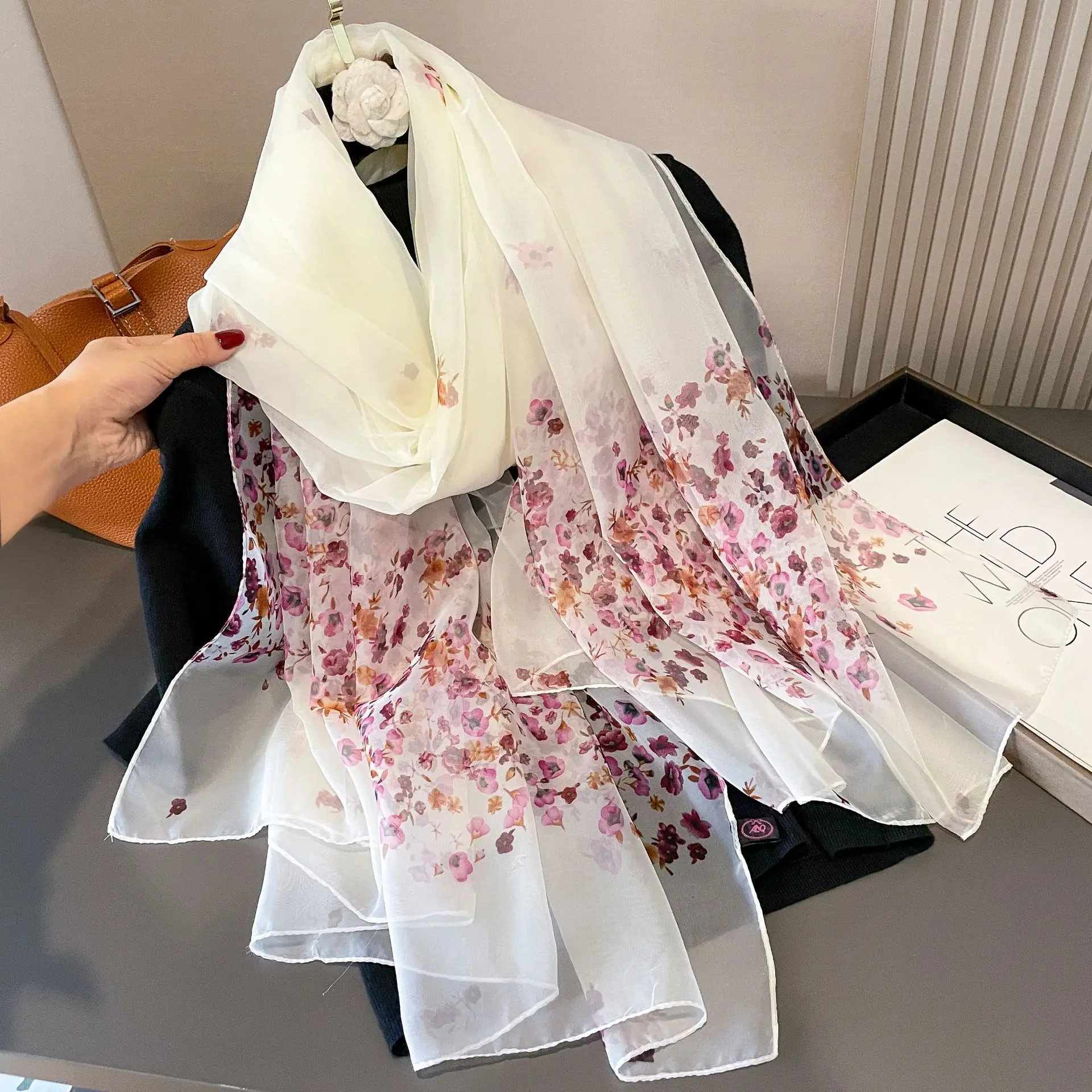 FAIRYGATE Écharpe à Fleurs Imprimée Élégante Et Douce - Châle Long Chaud Et Léger Pour Toute Saison, Style Mode Et Plage