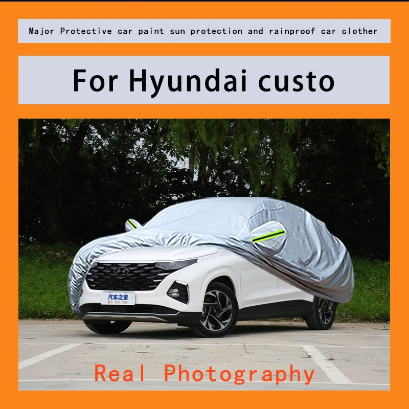 

﻿﻿For Hyundai custo Car Covers Outdoor Waterproof Dustproof Sun Rain Snow Protection Thick Oxford Cloth Full Outer Cover