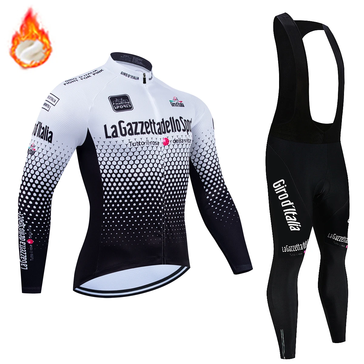 Men\'s Winter Thermal Fleece Cycling Jersey Sets Long Sleeve Bicycle Clothing MTB Bike Wear Tour De Italy 2024 Cycling Suit