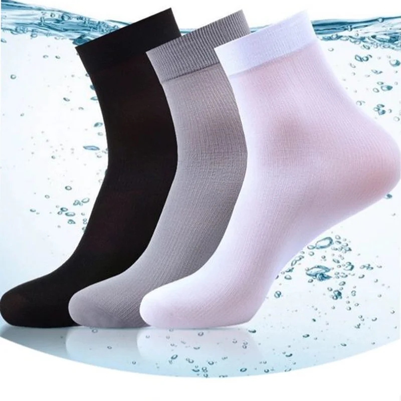 10pairs Men Non-slip Socks for Summer Boy Anti-Odor Bamboo Fiber Thin Socks High Elastic Breathable Ice Silk Business Short Sock