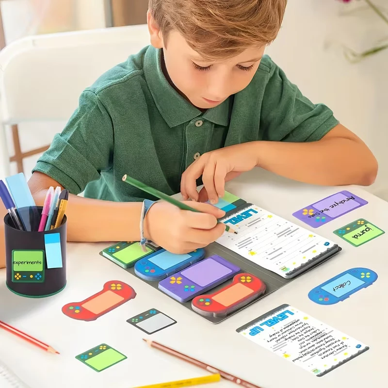 Game Console-themed Notepad Set With Rich And Unique Designs, Self-adhesive Sticky Notes, And Reusable Memo Pads.