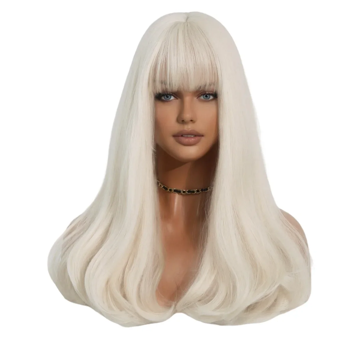 Peruca de cabelo ondulado longo para mulheres, perucas cosplay, estilo 5, reto, halloween, natal, anime, 22"