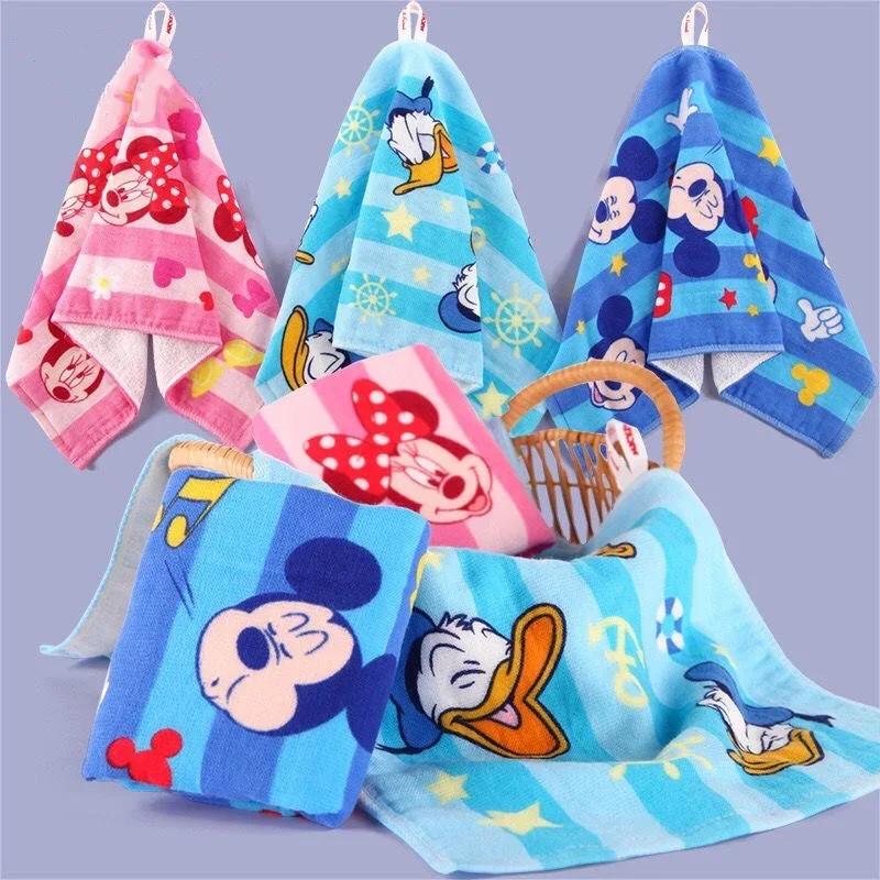 Disney Mickey Mouse Minnie CartoonCotton Towel Donald Duck Adult Boy Girl Kids Baby Soft Water-Absorbing Quickdrying Face Towel