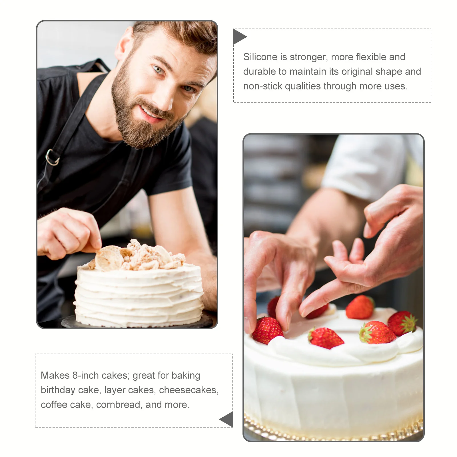 

8-Inch Silicone Cake Non-Stick Baking Mold Bakeware Pan For Oven Microwave Freezer Easy Release 500°F Dishwasher Safe