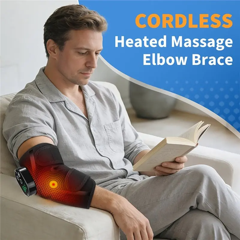 T22C Cordless USB Electric Adjusting Elbow Support Brace Warm Wrap Heater Elbow Pad Sleeve Protector