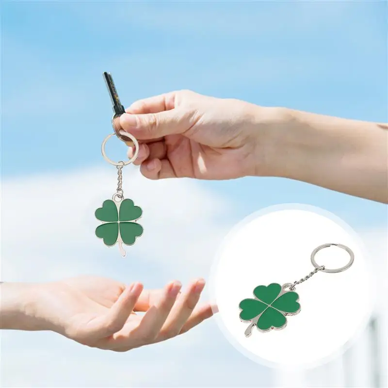 Four-leaf Clover Fortune Keychain Shamrock Sparkling Charm Keyring St.Patrick Day Gift