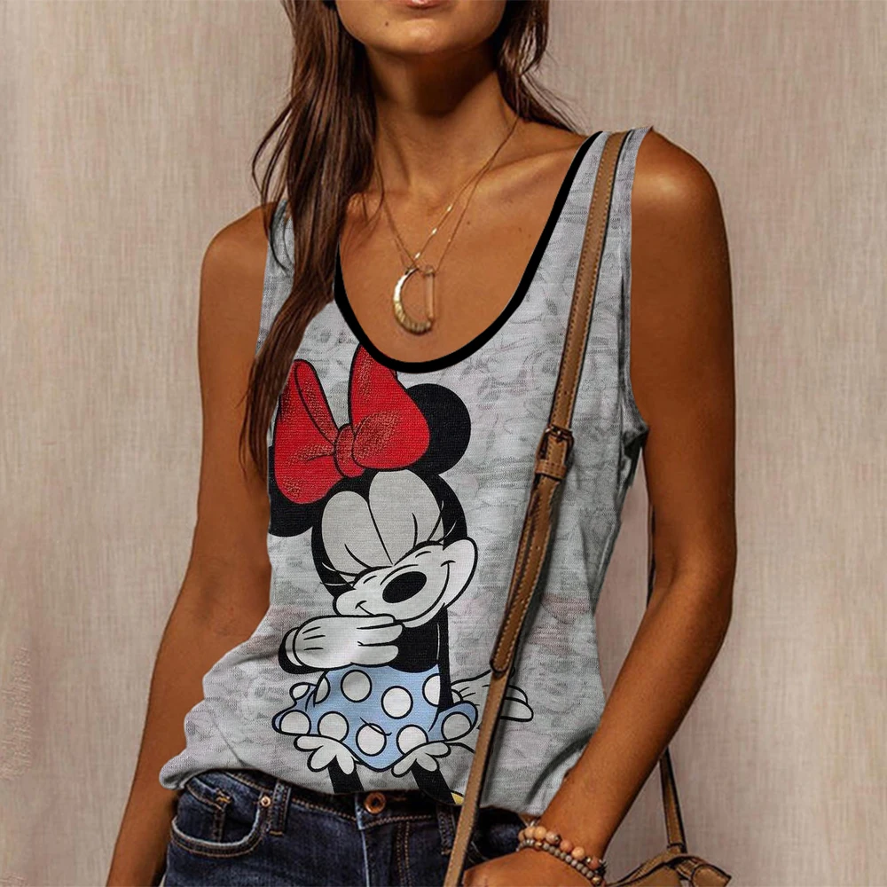 Fashion 90s Tank Top Disney Mickey Mouse Tank Top Fun T-shirt Women\'s Stitch T-shirt Pattern T-shirt Street Clothing