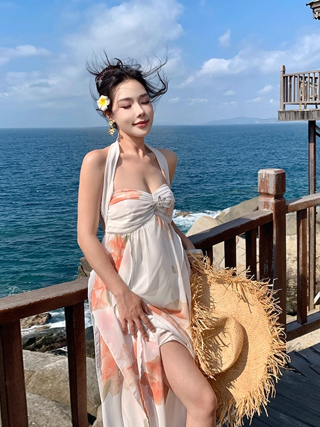 Beach Vaion Fairy Skirt Irregular Hemline Strapl Dr Summer Holiday Sle High Waist Soft Chiffon Non-Stretch Ladies ...