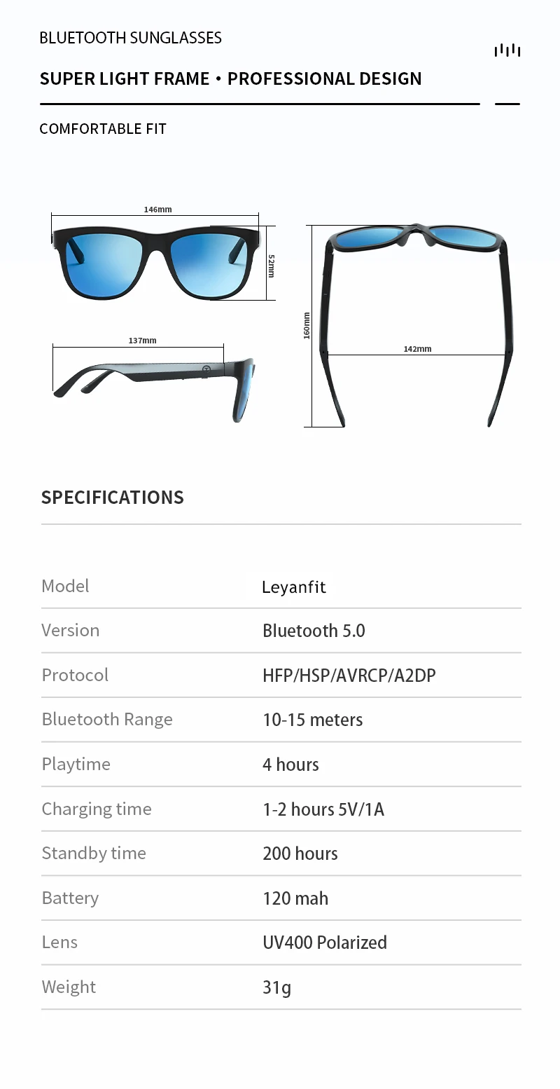 Imagem -04 - Novos Óculos Inteligentes sem Fio Bluetooth 5.0 Hands- Chamando Música Áudio Esporte Fone de Ouvido Eyewear Caminhadas Inteligentes 2023