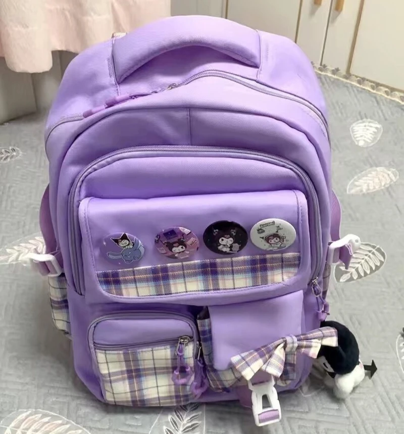 

Sanrio Kuromi Cinnamoroll Schoolbag Lightweight High Capacity Child Backpack Cartoon Burden Reduction Bag School Supplies Gift