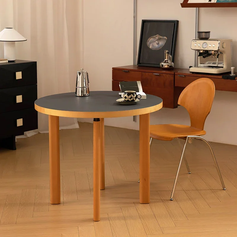 Standard table Nordic color matching retro round dining table household living room small apartment desk