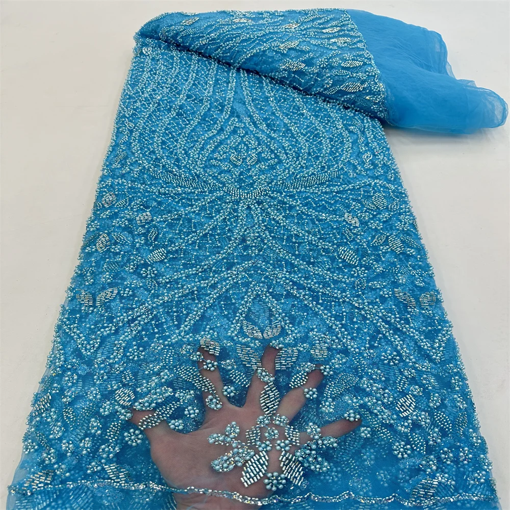 Tecido de renda nigeriano para vestido de casamento, lantejoulas, frisado, bordado, africano, tule, francês, atacadores líquidos, RF3756, 2023