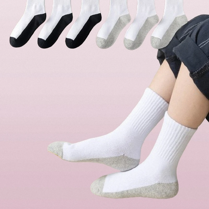 Chaussettes Blanches pour Garçon, Résistantes à la D343, pour Enfant, Tube Moyen, dehors, 2024 Paires, Nouvelle Collection 5/10