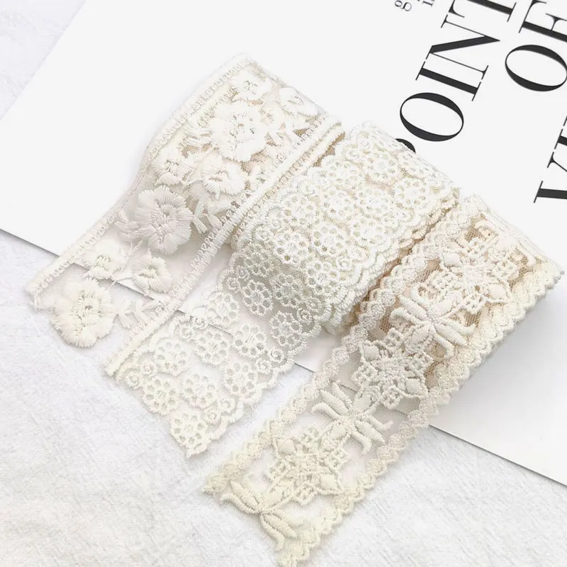 Lace Fabric Crafts 2022 Embroidery 1yard Ribbon for DIY Handmade Hairpin 3.5/4cm Sewing Handicraft Accessories Decoration G128