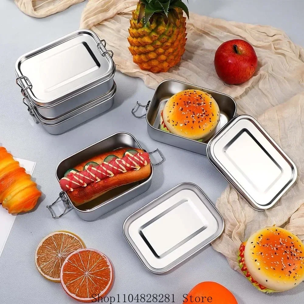 2025 صندوق بينتو من الفولاذ المقاوم للصدأ صندوق غداء معدني حاويات تخزين المواد الغذائية مع مقاطع قابلة للقفل صناديق الوجبات الخفيفة للعمل والمدرسة