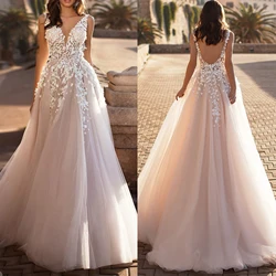 Summer New European and American Women's Sexy Lace Dress Sleeveless Deep V-neck Wedding Long Dress in Stock
