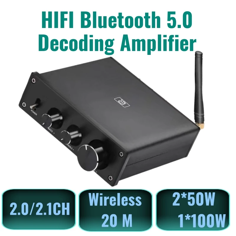 

Audio Amplifier Home Sound System HIFI Amp 2.1 Channel to Speakers DAC Decoding Amplify with Bluetooth 5.0 For MP3 Player&Phone.