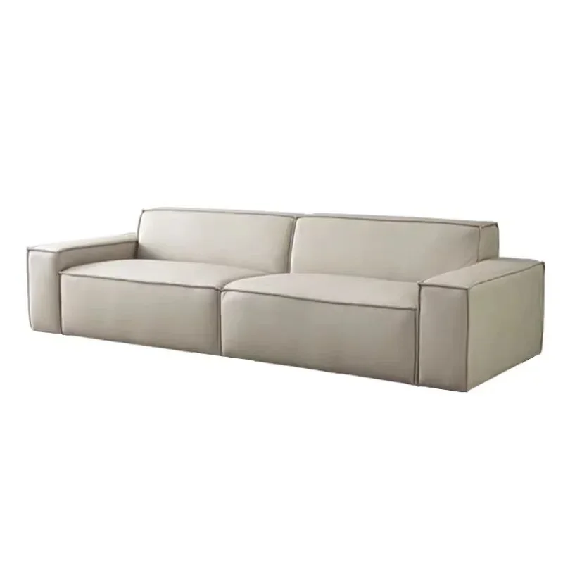 Italian simple tofu block small apartment living room double cloth sofa beige ins Nordic style sofa design
