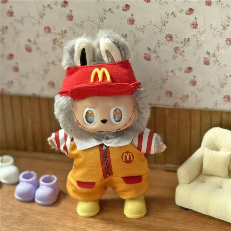 For Labubu Doll Workwear Fast Food Fries Cola Set Outfit Clothes Fashion Coffee Shoes Clothing Sitting Party Series Accessories