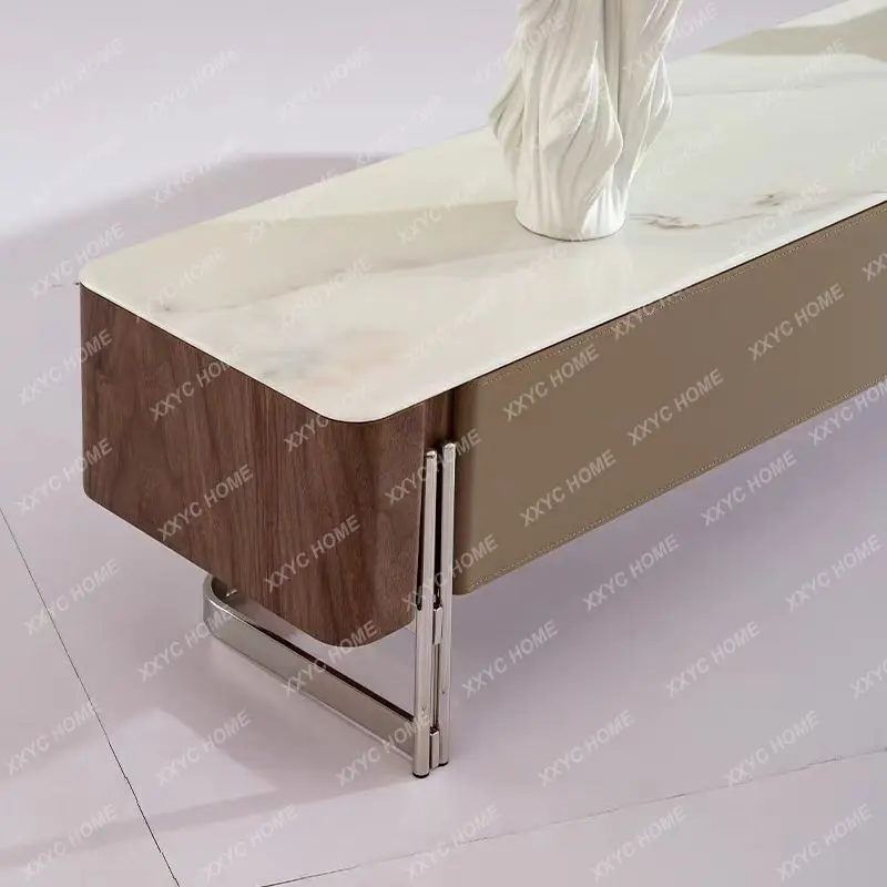 

M Household living room square stainless steel coffee table TV cabinet combination