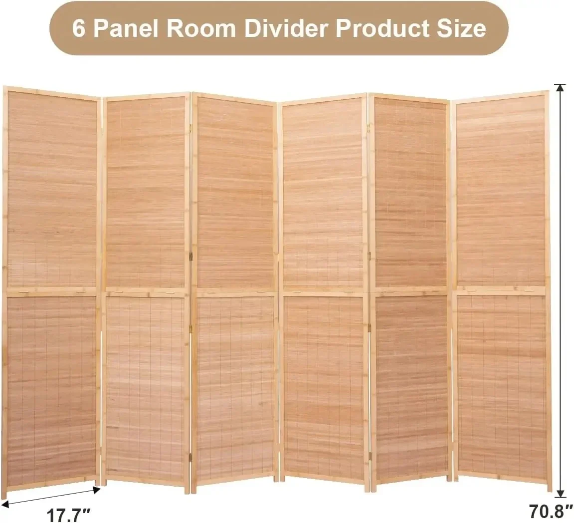 6 Panel Room Divider 6 Ft Tall Folding Privacy Screen Partition Divider For Room Separation Brown Partition Wall Dividers