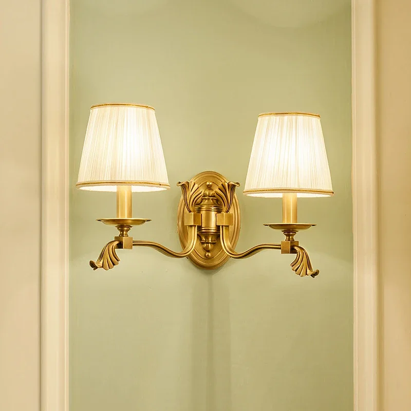 TYLA  American Brass  Wall Lamp Lluxurious Room Bedroom Bedside Lamp Retro Hotel Corridor Hallway Wall Lamp