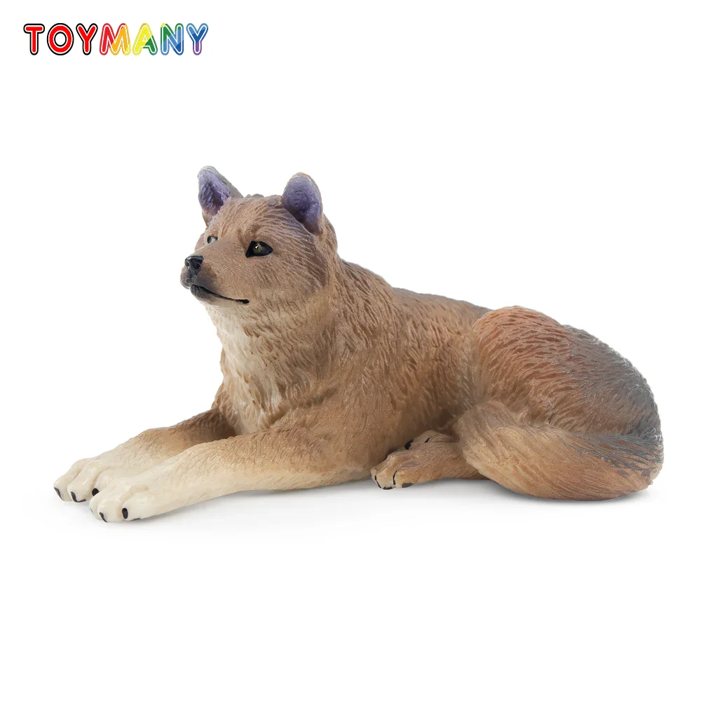 

Toymany Simulation Sitting Grey Wolf Wildlife Animal Model Toy Mini Figures Dolls Action Figurines Toys for Children Gift