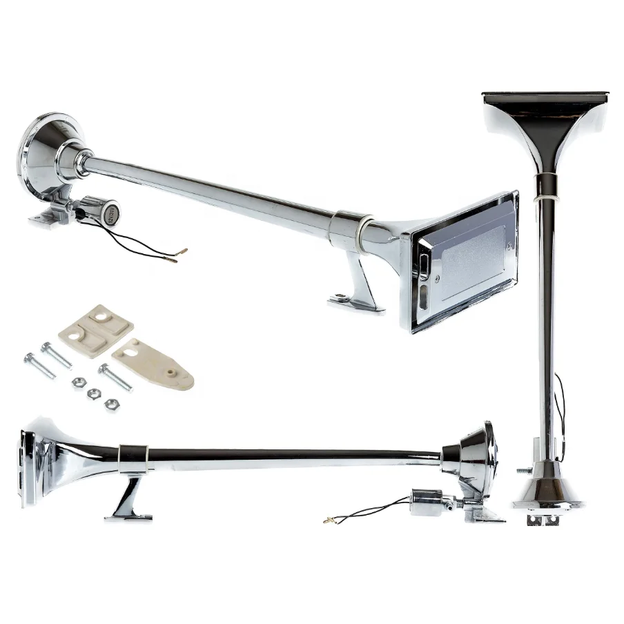 

Horns Loud 145dB Single Chrome Plated Train Air Horn with Weather Protection Cover 12V/24V