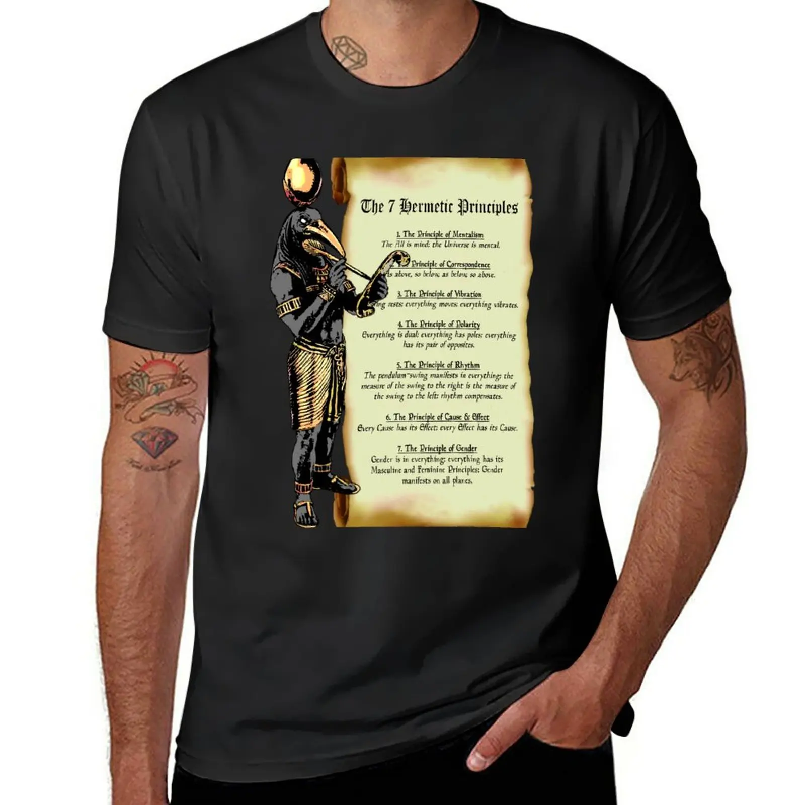 Thoth and The 7 Hermetic Principles - Egyptian and Greek Philosophy from The Kybalion T-Shirt plain designer t shirt men