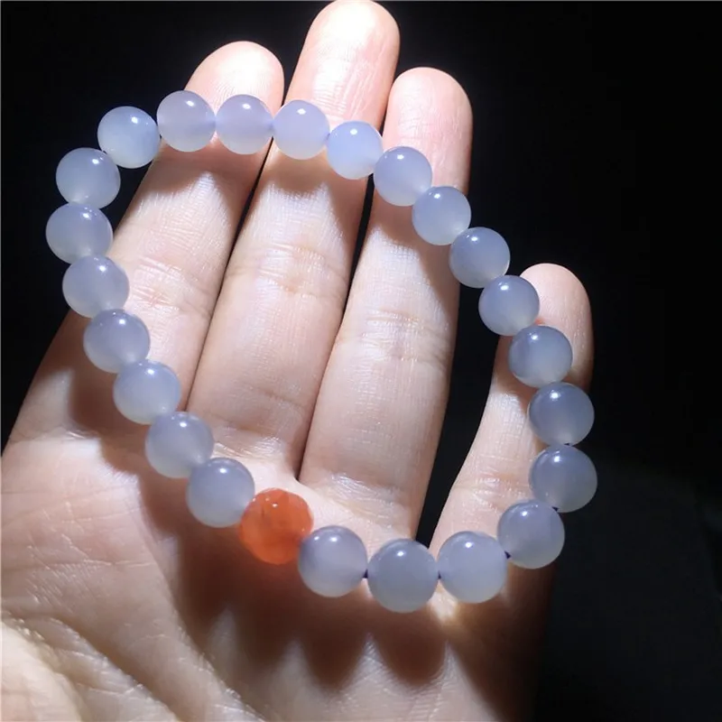 Hetian Jade Smoky Purple 8mm Single-Loop Violet Round Bead Bracelet Women, Vintage Artistic Style