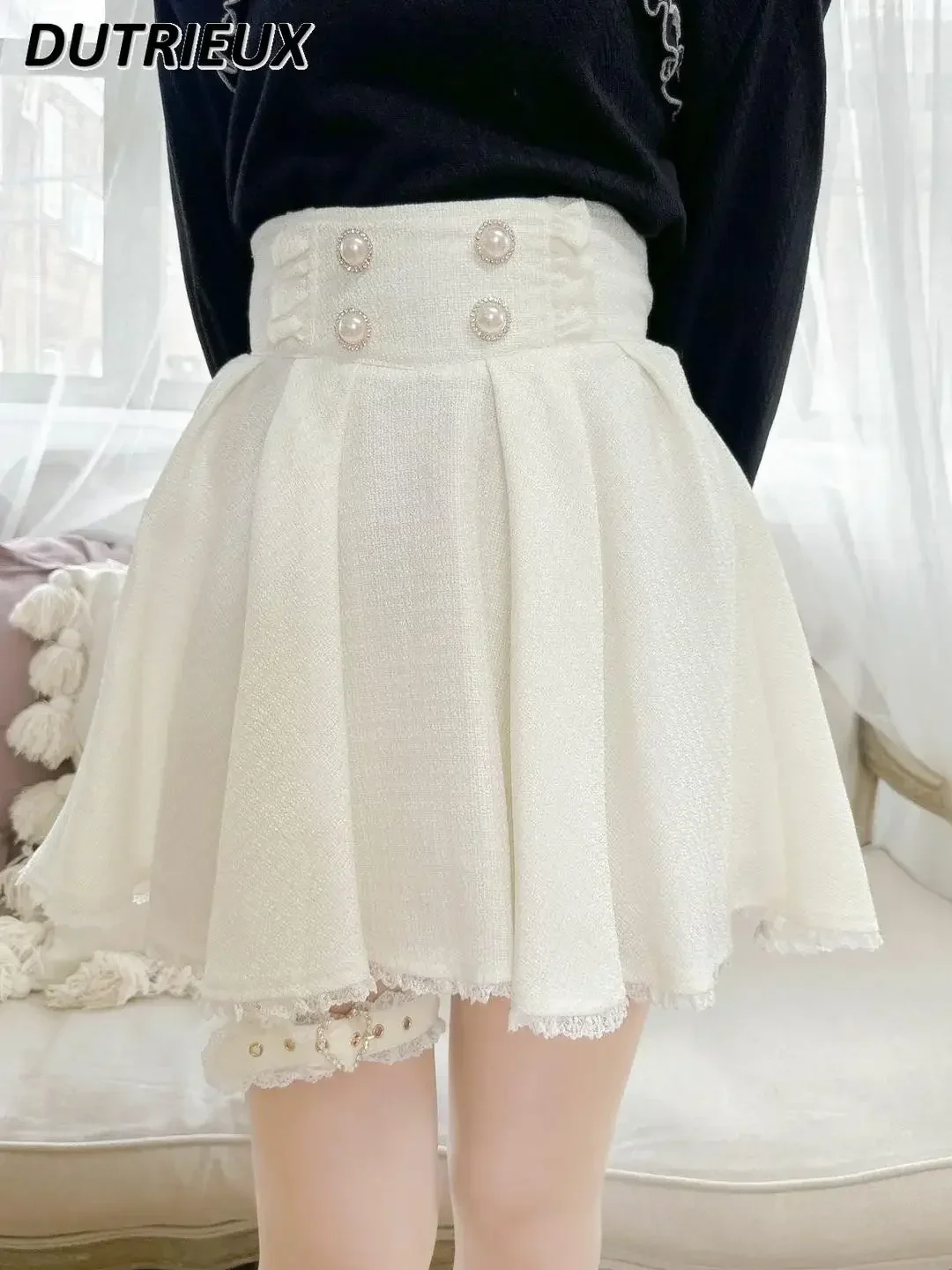 

2024 New Spring and Summer New Japanese College Style Sweet Ladies High Waist Skirt Lace Edge Short Casual Skirts for Women