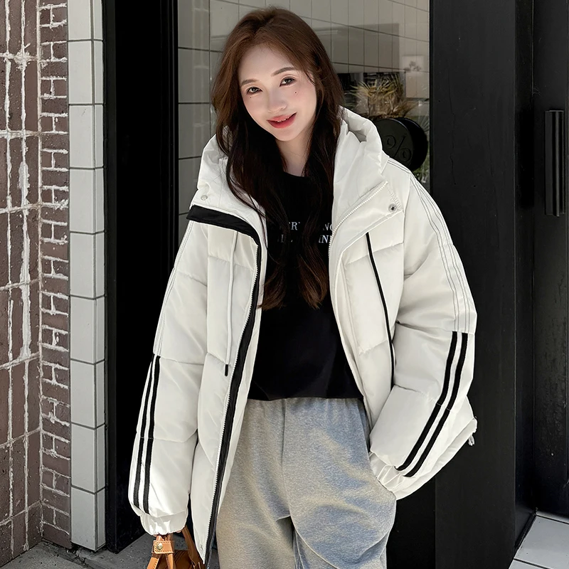 

Parkas Womens Para Dama Autumn Corduroy Lined Buttoned Snap-Button Waistband Ribbed Hem Gathered Fluffy Preppy College Students