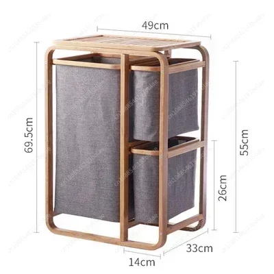 3 Gird Bamboo dirty clothes basket bathroom laundry hamper storage basket clothes organizer