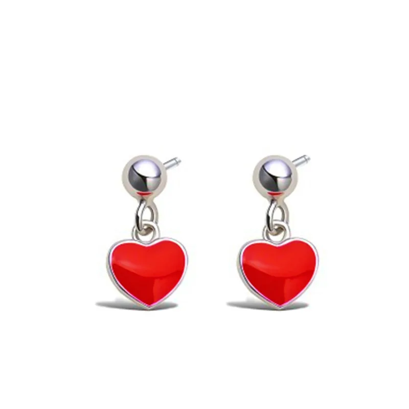 

925 Sterling Silver Red Heart Pendant ​Stud Earrings For Woman Wedding Luxury Elegant Piercing Jewelry Money 925 Jewellery